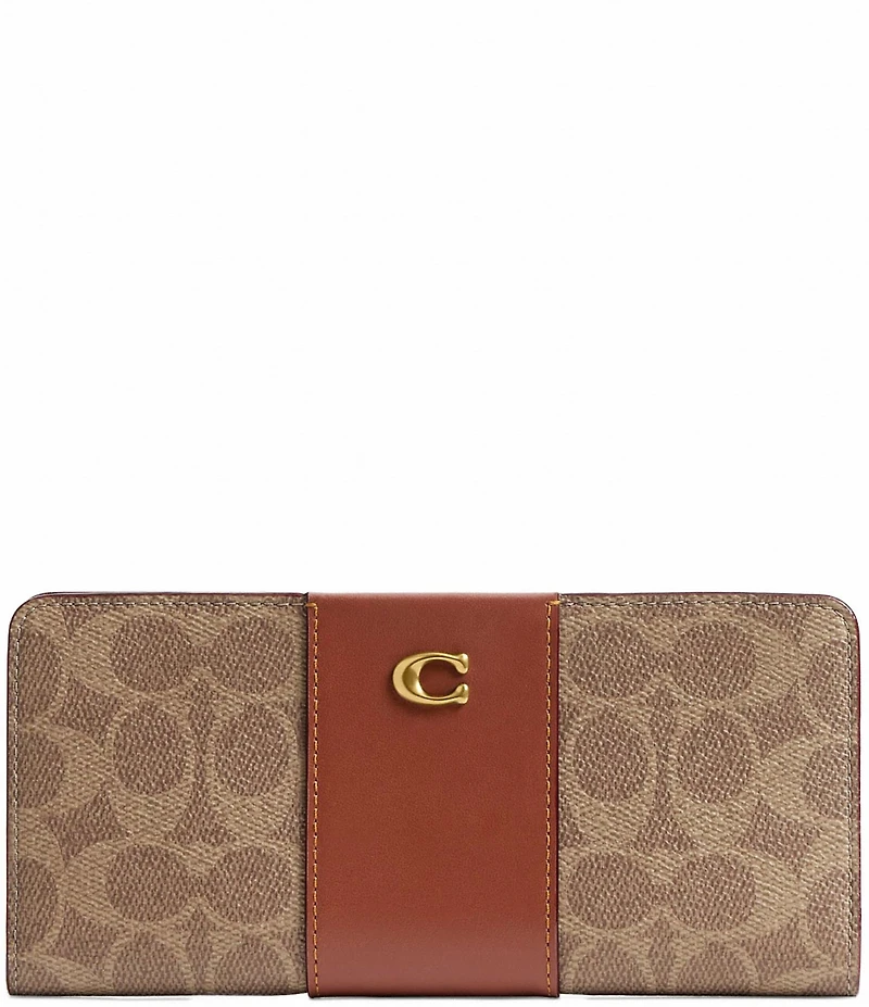 COACH Signature Coated Canvas Essential Slim Accordion Wallet