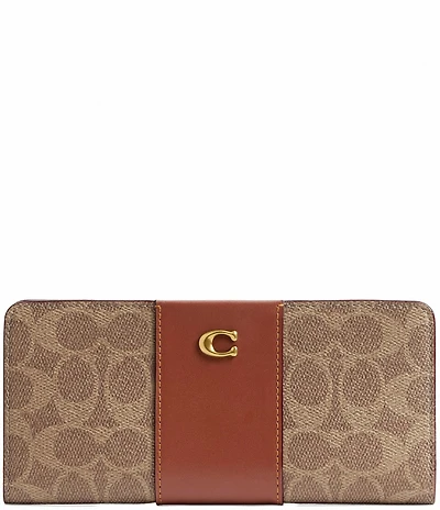 COACH Signature Coated Canvas Essential Slim Accordion Wallet