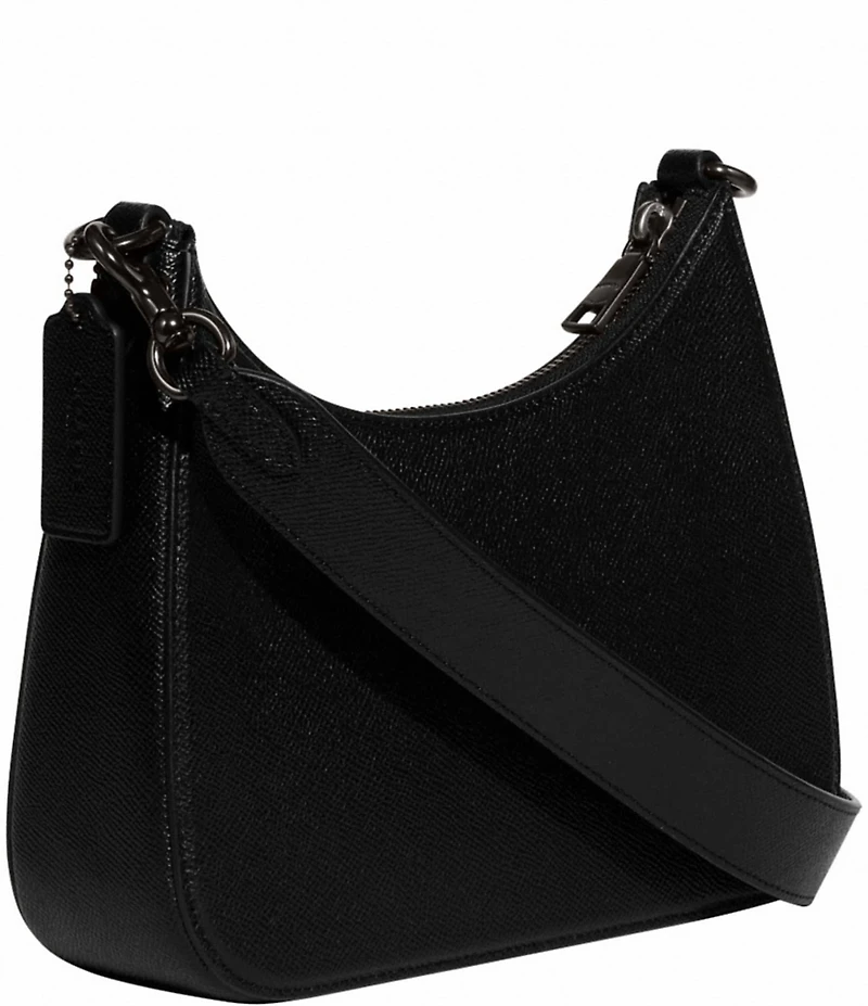 COACH Signature Coated Canvas Solid Black Crossbody Shoulder Bag
