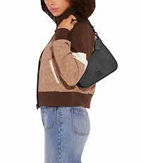 COACH Signature Coated Canvas Solid Black Crossbody Shoulder Bag