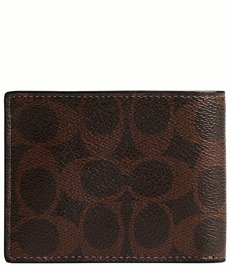COACH Signature Coated Canvas/Leather Slim Billfold Wallet
