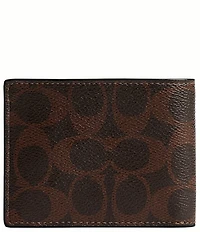 COACH Signature Coated Canvas/Leather Slim Billfold Wallet