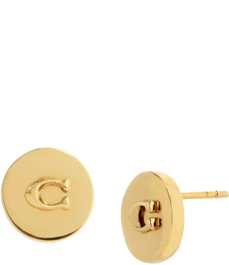 COACH Signature Coin Stud Earrings