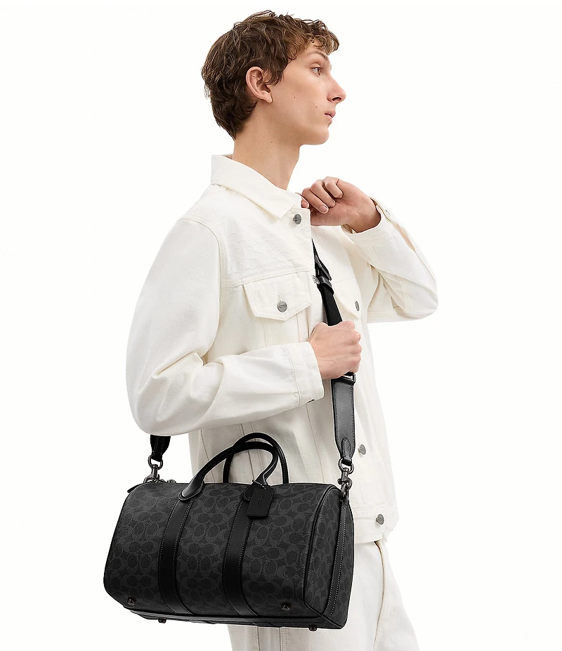 COACH Signature Compass Coated Canvas/Refined Calfskin Leather Duffle Bag