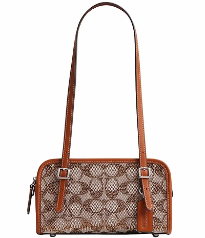 COACH Signature Crystal Jacquard Swing 20 Contrast Trim Satchel Bag