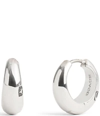 COACH Signature Hallmark Tubular Puffy Huggie Hoop Earrings