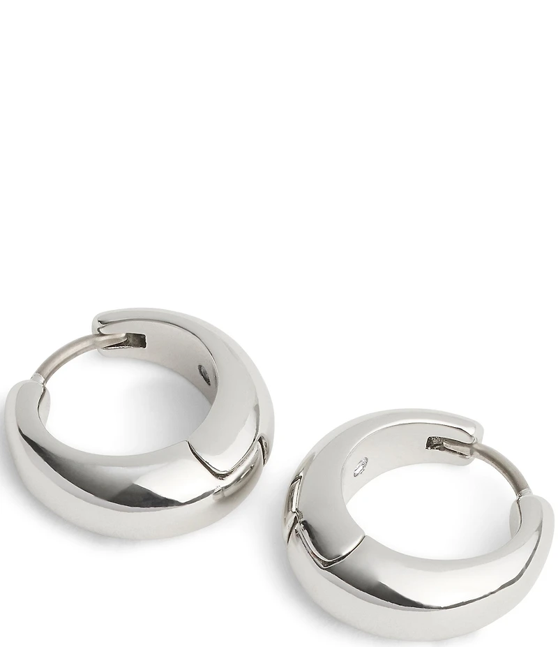 COACH Signature Hallmark Tubular Puffy Huggie Hoop Earrings