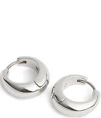 COACH Signature Hallmark Tubular Puffy Huggie Hoop Earrings