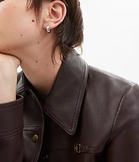 COACH Signature Hallmark Tubular Puffy Huggie Hoop Earrings