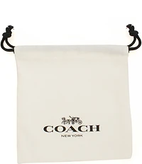COACH Signature Hallmark Tubular Puffy Huggie Hoop Earrings