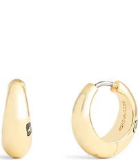 COACH Signature Hallmark Tubular Puffy Huggie Hoop Earrings