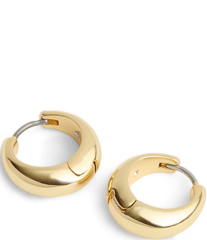 COACH Signature Hallmark Tubular Puffy Huggie Hoop Earrings