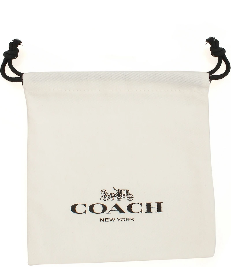 COACH Signature Hallmark Tubular Puffy Huggie Hoop Earrings