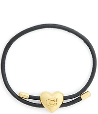 COACH Signature Heart Leather Adjustable Bracelet