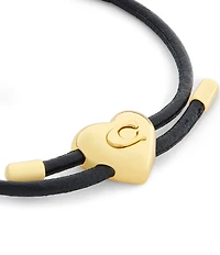 COACH Signature Heart Leather Adjustable Bracelet