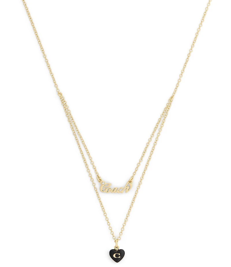 COACH Signature Heart Resin Short Multi-Strand Necklace