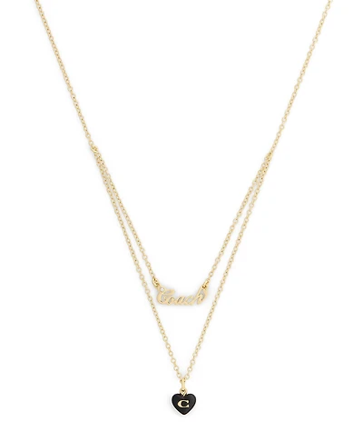 COACH Signature Heart Resin Short Multi-Strand Necklace