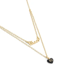 COACH Signature Heart Resin Short Multi-Strand Necklace