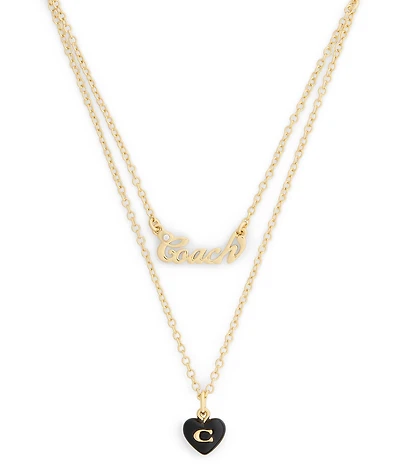 COACH Signature Heart Resin Short Multi-Strand Necklace