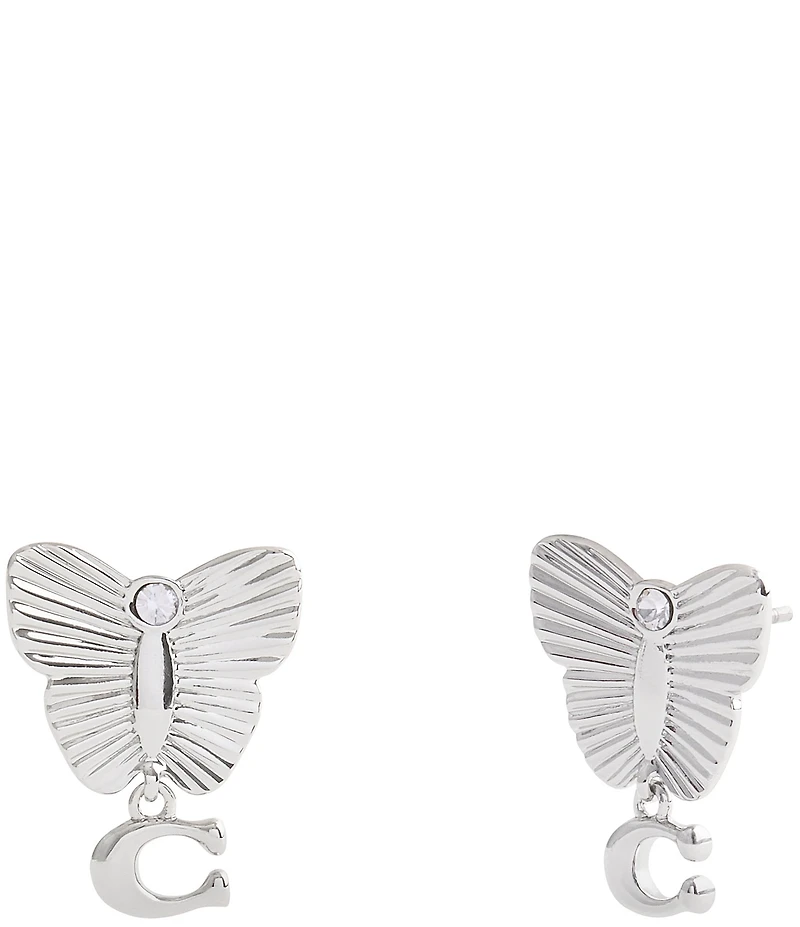 COACH Signature Heritage Butterfly Drop Earrings