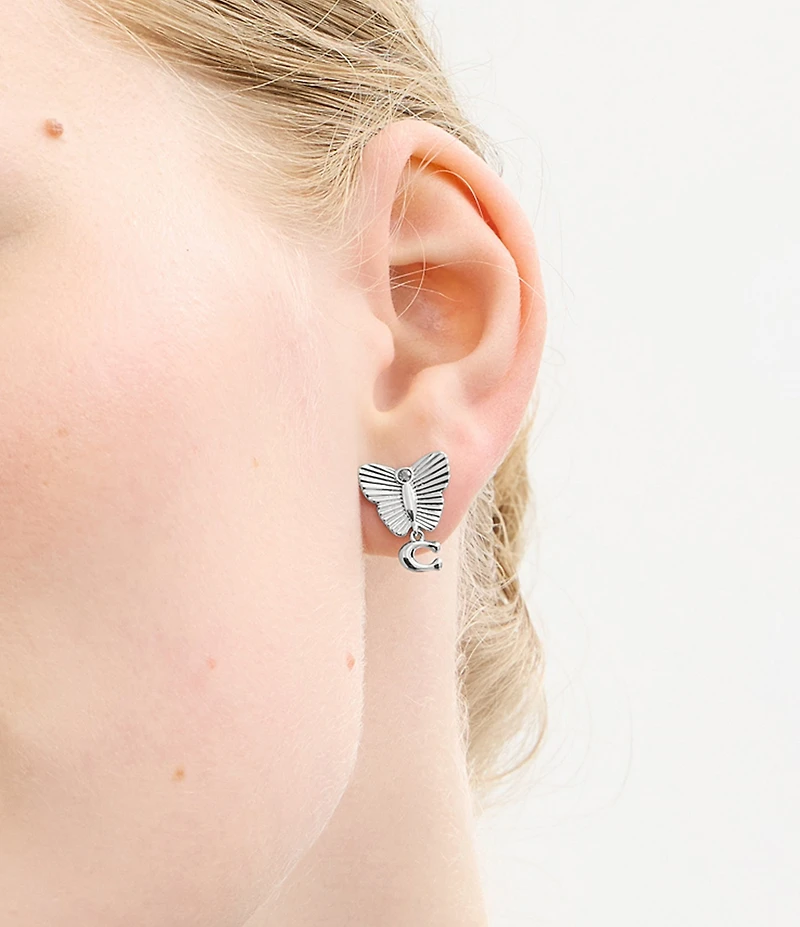 COACH Signature Heritage Butterfly Drop Earrings