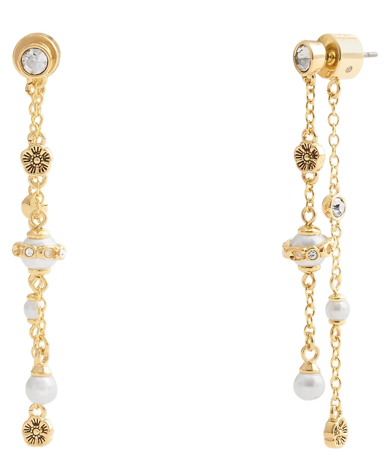 COACH Signature Heritage Mixed Charm Chain Front Back Earrings