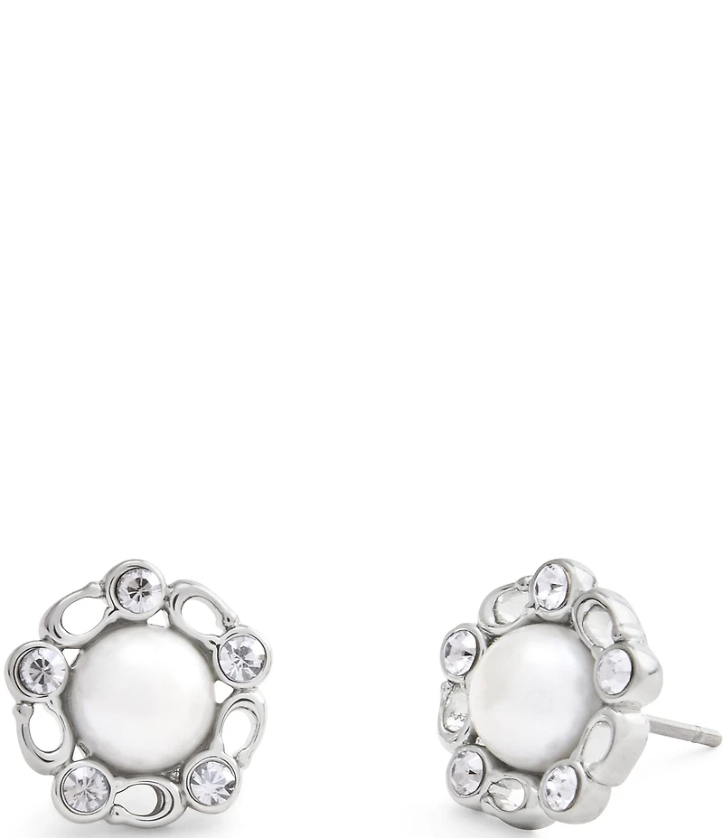 COACH Signature Heritage Pearl Stud Earrings