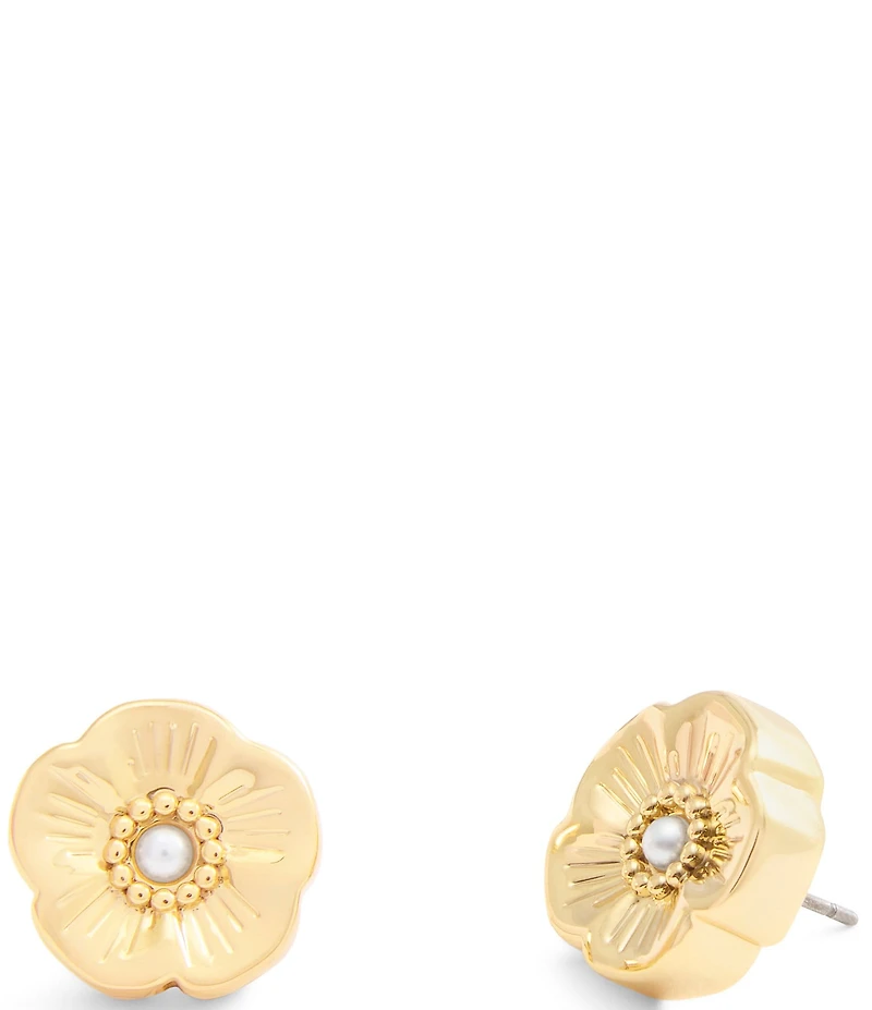 COACH Signature Heritage Tea Rose Stud Earrings