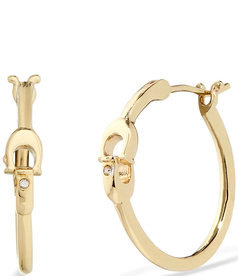 COACH Signature Interlocking C Hoop Earrings
