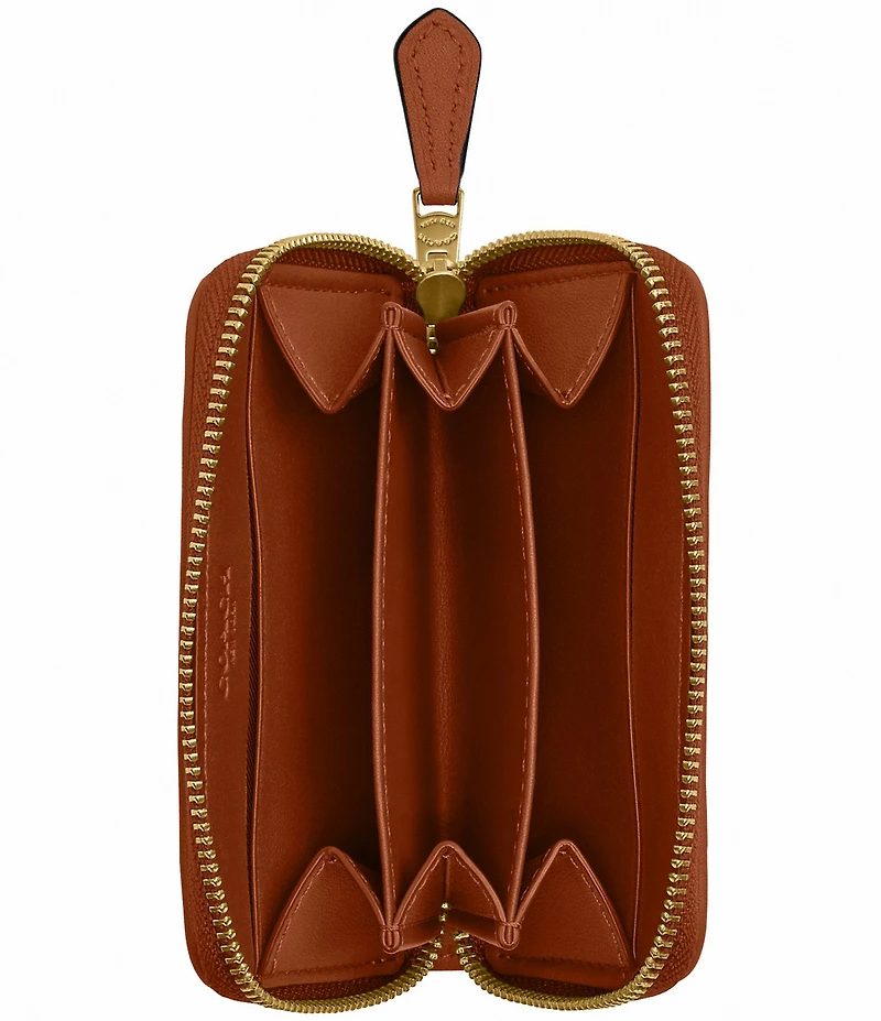 COACH Signature Jacquard Contrast Trim Essential Small Zip Around Card Case