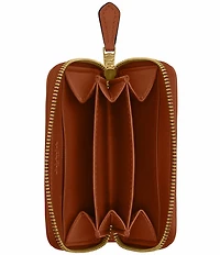 COACH Signature Jacquard Contrast Trim Essential Small Zip Around Card Case