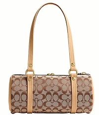 COACH Signature Jacquard Kisslock Handle Barrel Shoulder Bag 28