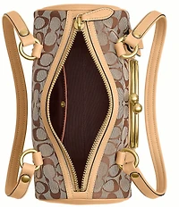 COACH Signature Jacquard Kisslock Handle Barrel Shoulder Bag 28