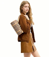 COACH Signature Jacquard Kisslock Handle Barrel Shoulder Bag 28