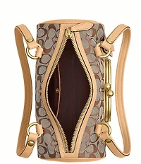 COACH Signature Jacquard Kisslock Handle Barrel Shoulder Bag 28