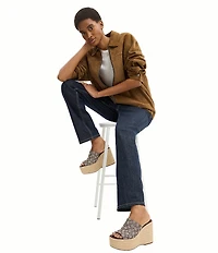 COACH Signature Jacquard Logo Espadrille Platform Wedge Slide Sandals