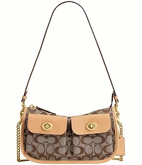 COACH Signature Jacquard Twin Turnlock Waverly Shoulder Bag