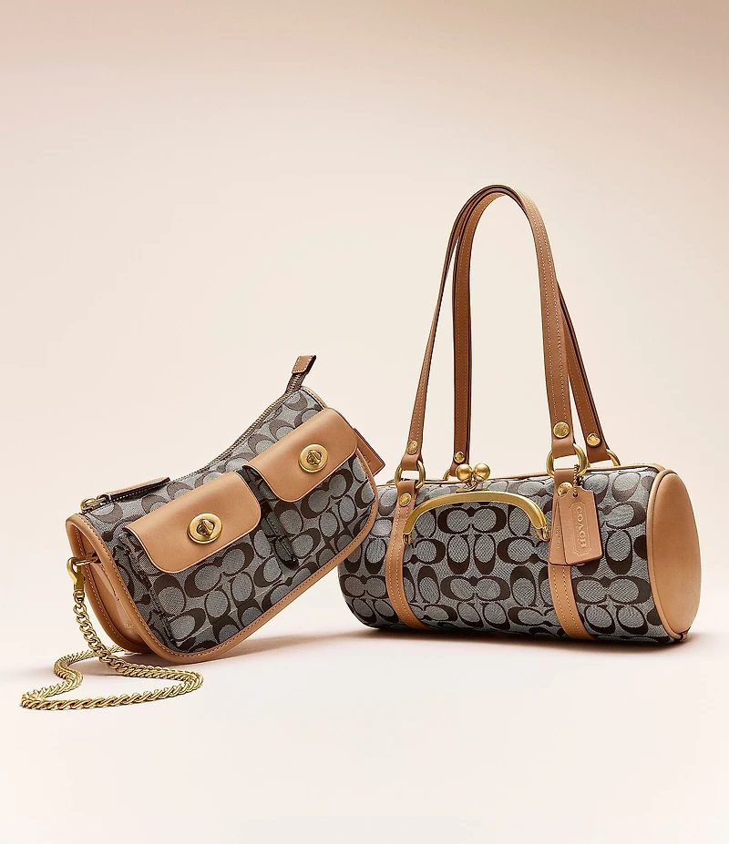 COACH Signature Jacquard Twin Turnlock Waverly Shoulder Bag