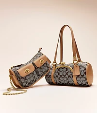COACH Signature Jacquard Twin Turnlock Waverly Shoulder Bag