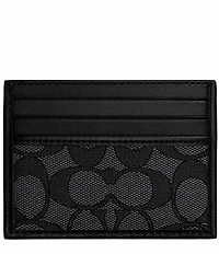 COACH Signature Jacquard Leather Card Case