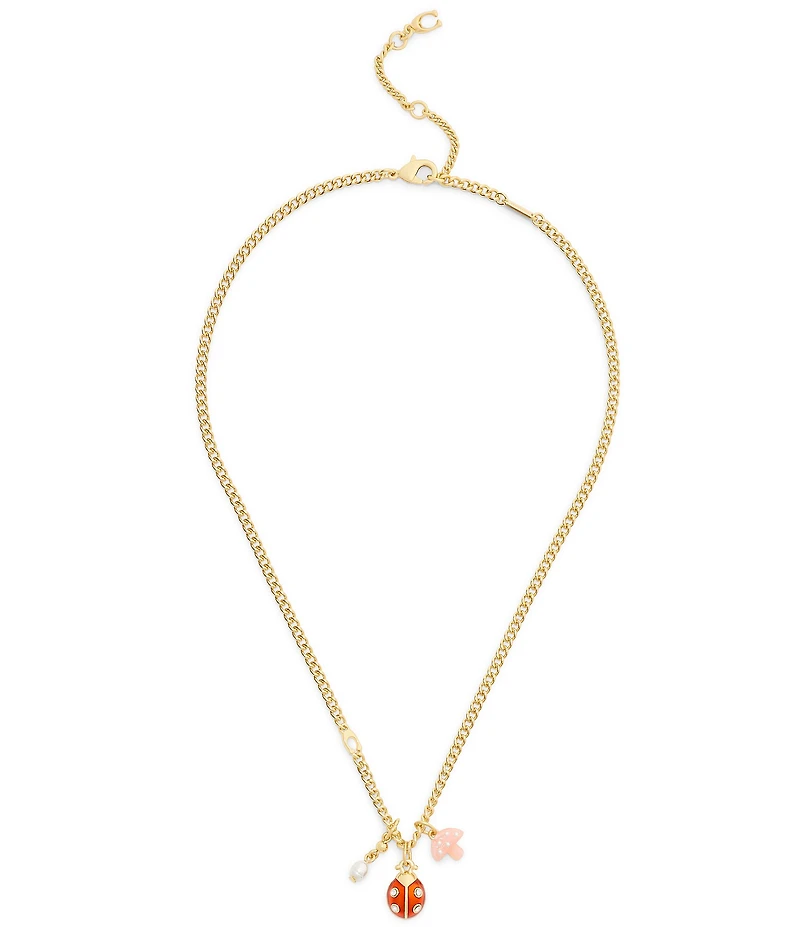 COACH Signature Ladybug Charm Short Pendant Necklace