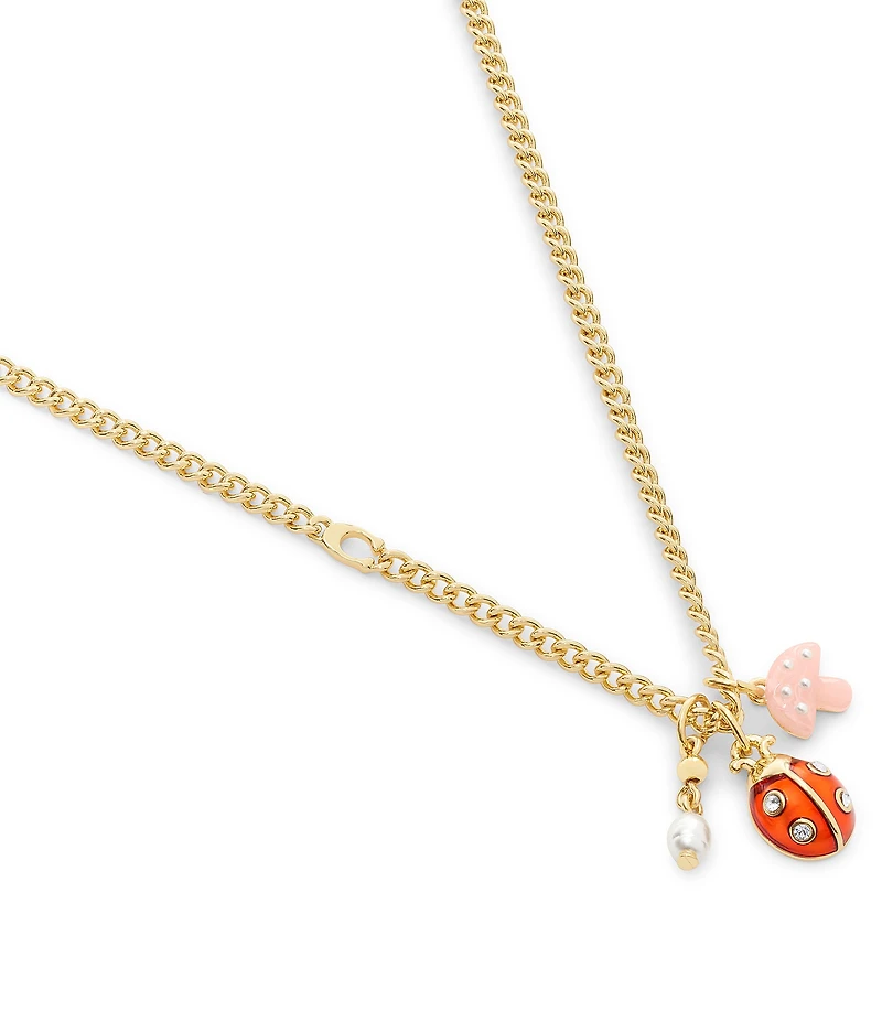 COACH Signature Ladybug Charm Short Pendant Necklace