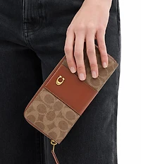 COACH Signature Logo Essential Slim Accordion Zip Wallet