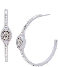 COACH Signature Logo Crystal Pave Hoop Earrings