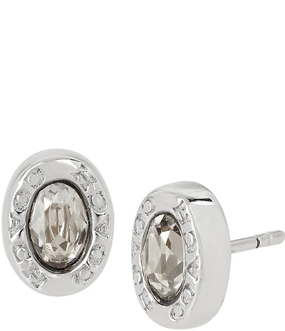 COACH Signature Logo Crystal Stud Earrings