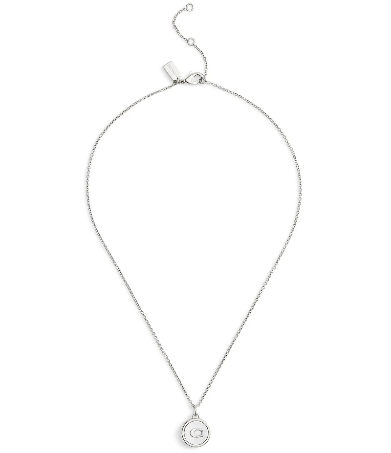 COACH Signature Mother of Pearl Coin Short Pendant Necklace