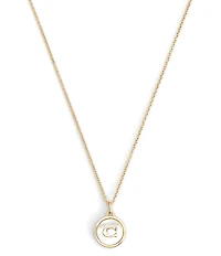 COACH Signature Mother of Pearl Coin Short Pendant Necklace