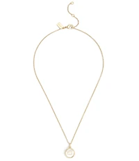 COACH Signature Mother of Pearl Coin Short Pendant Necklace