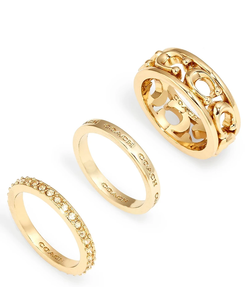 COACH Signature Openwork Band Ring Set