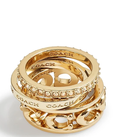 COACH Signature Openwork Band Ring Set